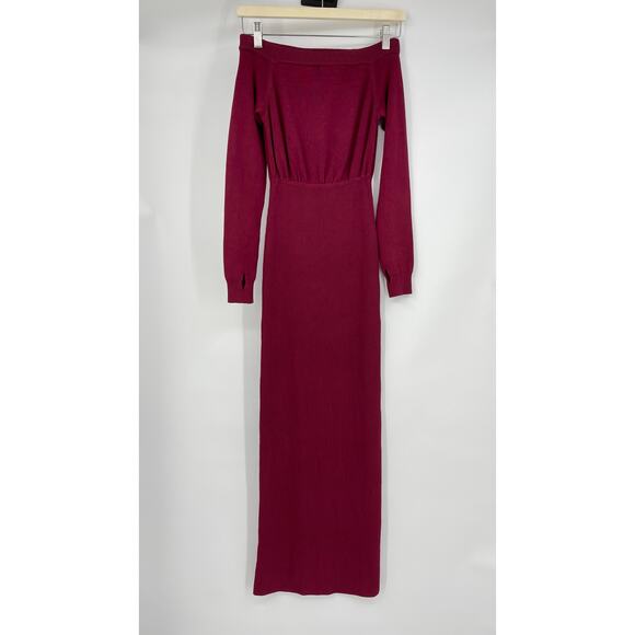 Michael Costello x REVOLVE | NWT Off Shoulder Bodycon Maxi Dress in Maroon XS - Picture 3 of 13